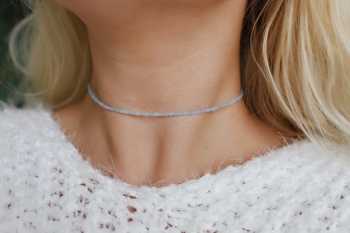 Opal Summer Breeze Seed Beaded Choker Necklace