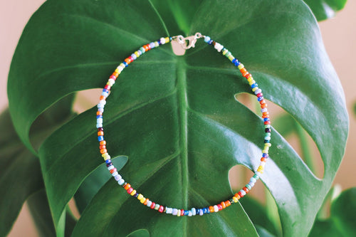 Rainbow Luster Seed Beaded Anklet