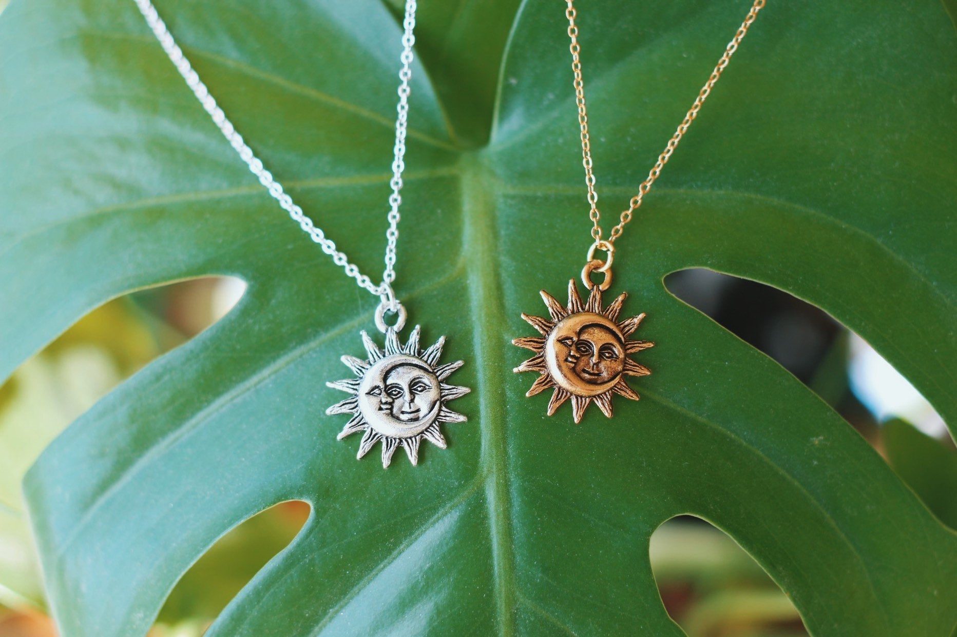 Sun and Moon friendship necklaces, Dainty, Minimalist Jewelry