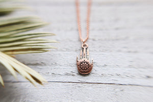 Copper Rose Henna Hamsa Hand Necklace