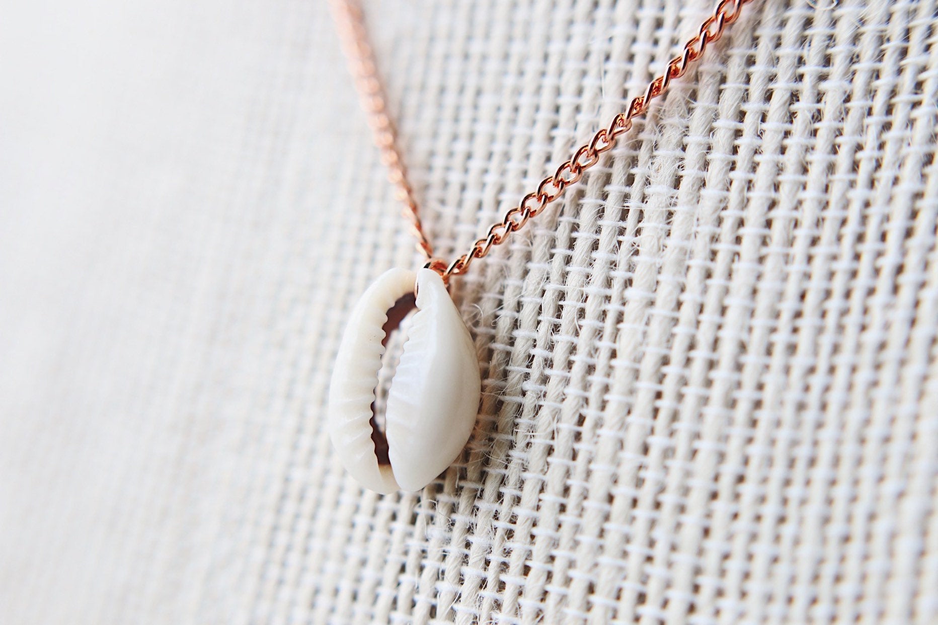 Cowrie Shell Copper Rose Necklace