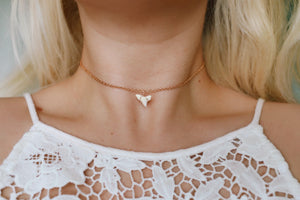 Rose Gold Mini Mako Shark Tooth Choker Necklaces