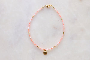 Sunkissed Peach Sea Shell Beaded Anklet/Bracelet
