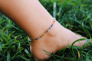 Rainbow Luster Seed Beaded Anklet