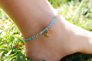 Calypso Moon Seed Beaded Anklet