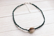 Load image into Gallery viewer, Rose Gold Cowrie Shell Hemp Choker Necklace