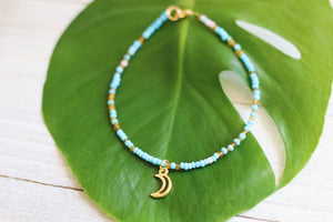 Calypso Moon Seed Beaded Anklet