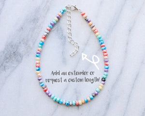 Tropical Punch Tie Dye Glass Beaded Anklet