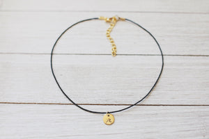 Mini Gold Wave Coin Cotton Choker Necklace