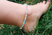 Load image into Gallery viewer, Tropical Punch Tie Dye Glass Beaded Anklet