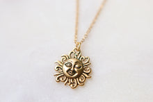 Load image into Gallery viewer, Dainty Golden Winking Sun Necklace
