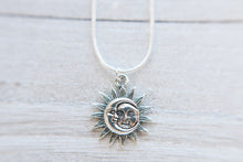 Load image into Gallery viewer, Sun &amp; Moon Silver Plated Necklace.