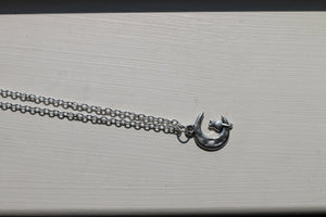 Kitty and Moon silver necklace