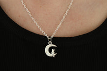 Load image into Gallery viewer, Kitty and Moon silver necklace