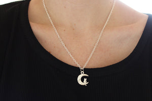 Kitty and Moon silver necklace