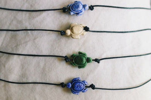 Sea Turtle Cotton Knot Black Choker Necklaces