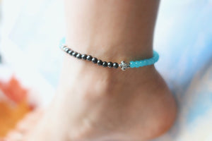 Double Sea Turtle Opal Beaded Anklet