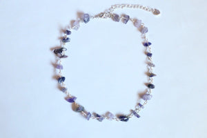 Amethyst Glass Chip Beaded Choker Necklace