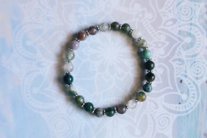 Earthly Glass Beaded Bracelet, Boho Jewelry, Glass Beads, Jasper, Hippie Jewelry, Beaded Bracelets, Gift Ideas