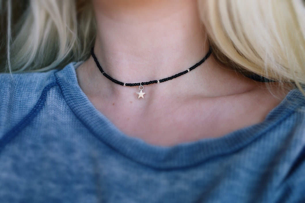 Glass Beaded Star Gazing Choker Necklace