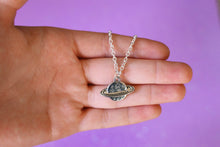 Load image into Gallery viewer, Saturn &amp; Stars Silver Necklace, Boho Jewelry, Hippie, Planet Saturn