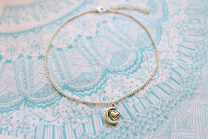 Crescent Moon & Heart Chain Choker Necklace
