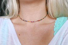 Load image into Gallery viewer, Rainbow Glass Beaded Choker Necklace, Bohemian Choker Necklace