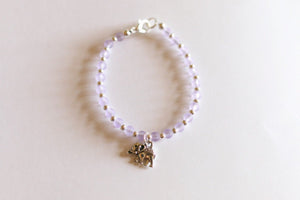 Lilac Sea Glass Beaded Elephant Charm Bracelet