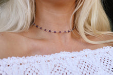Load image into Gallery viewer, Amethyst Glass Beaded Adjustable Choker Necklace
