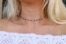 Load image into Gallery viewer, Amethyst Glass Beaded Adjustable Choker Necklace