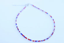Load image into Gallery viewer, Red silver &amp; blue Glass Beaded Choker Necklace