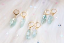 Load image into Gallery viewer, Aquamarine Quartz Wire Wrapped Huggie Earring Hoops