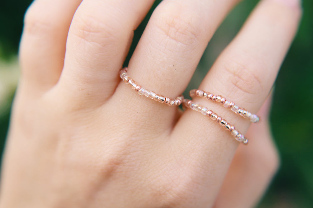Lily Rose Gold Seed Beaded Ring Set