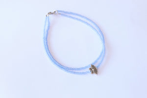 Frosted periwinkle lotus flower anklet