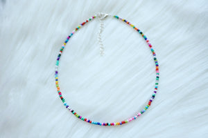 Dreamy Bohemian Rainbow Seed Beaded Choker Necklace