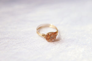 Sunstone beaded wire wrapped ring