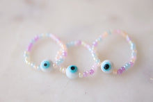 Load image into Gallery viewer, Pastel Rainbow Evil Eye Seed Beaded Stretch Rings