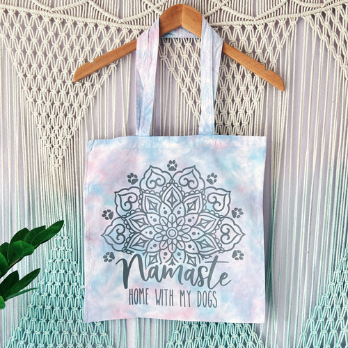 Namaste Home With My Dogs Reusable Grocery Tote Bag