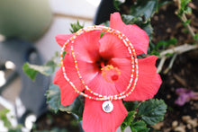 Load image into Gallery viewer, Hand stamped hibiscus seed beaded charm anklet