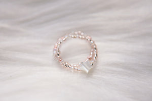 Rose Gold & Mother Of Pearl Star Beaded Stackable Ring Set