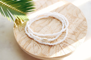 Matte Coconut White Sea Shell beaded wrap bracelet