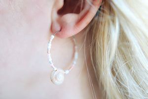Aloha Swirl Shell Beaded Hoop Earrings
