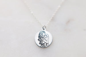 Mama & Baby Hand Stamped Necklace