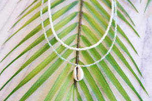 Seafoam Shell Layered Choker Necklace