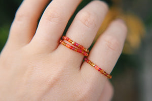 Autumn Bloom Seed Beaded Ring Set