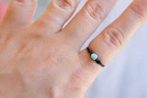 Tiny Opal Stone Wire Wrapped Ring