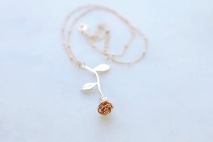 Rose Stem Satellite Chain Choker Necklace
