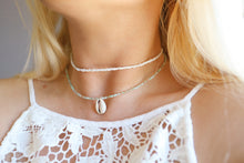 Load image into Gallery viewer, Seafoam Shell Layered Choker Necklace
