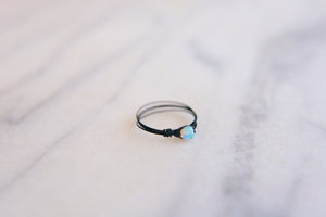 Tiny Opal Stone Wire Wrapped Ring