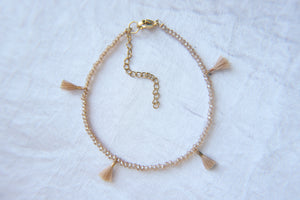 Golden Girl Tiny Tassel & Crystals Anklet